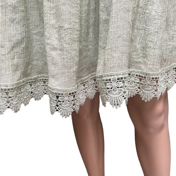 Indigo Rose Peasant Midi Dress Womens XL Mint Green Laced Boho Classy Comfy - Picture 5 of 13